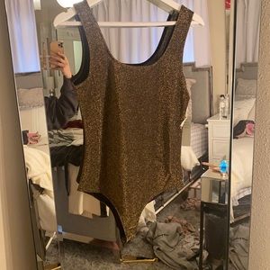 Shiny gold bodysuit stretchy and comfy